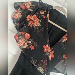 VTG Autumn boho floral butterfly sleeve wrap dress circa 70s